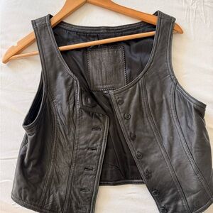 Vintage Leather Vest Cropped